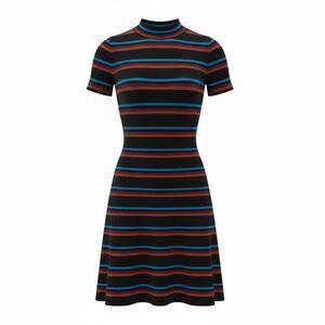 Free People Black Striped Knit Mini Dress | Small |